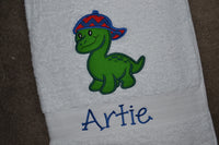 T-Rex Dinosaur Appliqued Bath Towel