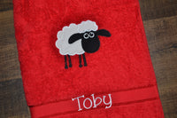 Silly Sheep Appliqued Bath Towel