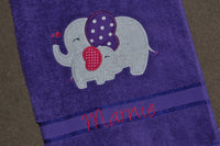 Elephant Mum & Baby Appliqued Bath Towel