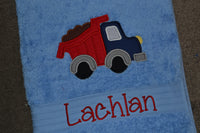Dump Truck Appliqued Bath Towel