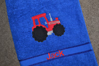 Tractor Appliqued Bath Towel