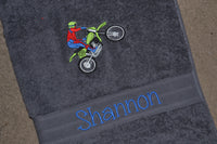 Motorbike Appliqued Bath Towel