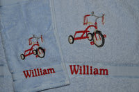 Tricycle Appliqued Bath Towel