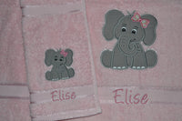 Sitting Elephant Appliqued Bath Towel