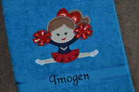 Cheerleader Straddle Appliqued Bath Towel