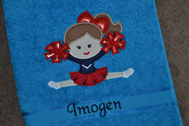 Cheerleader Straddle Appliqued Bath Towel