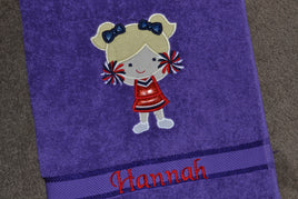 Cheerleader Pom Appliqued Bath Towel