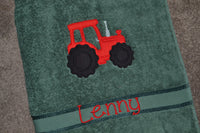 Tractor Appliqued Bath Towel