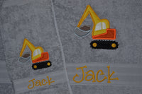 Excavator Appliqued Bath Towel