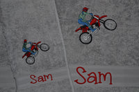 Motorbike Appliqued Bath Towel