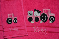 Farmyard Tractor Appliqued Bath Towel