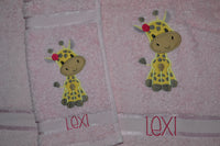 Giraffe Girl Appliqued Bath Towel