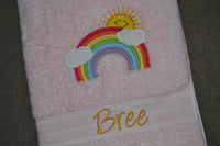 Sunny Rainbow Appliqued Bath Towel