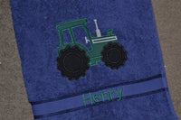Tractor Appliqued Bath Towel