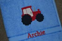 Tractor Appliqued Bath Towel