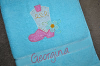 Cowgirl Boot Appliqued Bath Towel