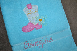 Cowgirl Boot Appliqued Bath Towel
