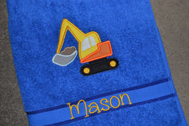Excavator Appliqued Bath Towel