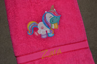 Playful Unicorn Appliqued Bath Towel