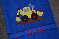 Digger Appliqued Bath Towel