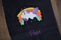 Rainbow Unicorn Appliqued Bath Towel