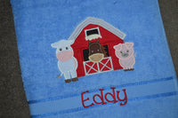 Farm Barn Appliqued Bath Towel