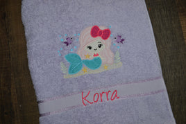 Mermaid Appliqued Bath Towel