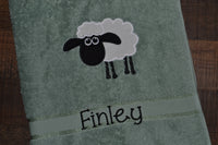 Silly Sheep Appliqued Bath Towel
