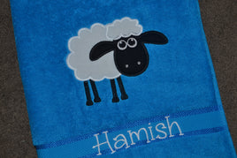 Silly Sheep Appliqued Bath Towel