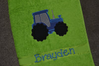 Tractor Appliqued Bath Towel