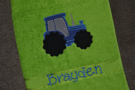Tractor Appliqued Bath Towel