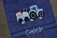 Farmyard Tractor Appliqued Bath Towel
