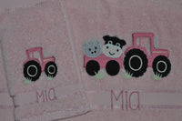 Farmyard Tractor Appliqued Bath Towel