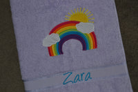 Sunny Rainbow Appliqued Bath Towel