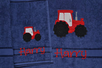 Tractor Appliqued Bath Towel