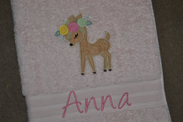 Fawn Appliqued Bath Towel
