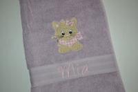 Kitty Kat Appliqued Bath Towel