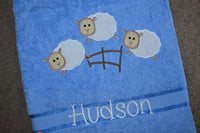 Counting Sheep Appliqued Bath Towel
