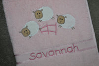 Counting Sheep Appliqued Bath Towel