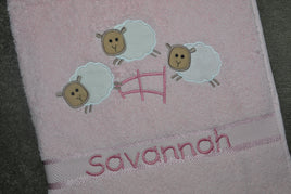 Counting Sheep Appliqued Bath Towel
