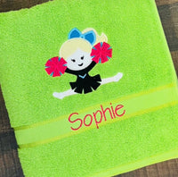 Cheerleader Straddle Appliqued Bath Towel