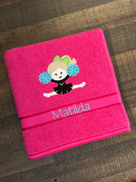 Cheerleader Straddle Appliqued Bath Towel