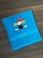 Cheerleader Straddle Appliqued Bath Towel