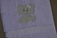 Sitting Elephant Appliqued Bath Towel