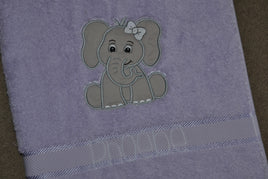 Sitting Elephant Appliqued Bath Towel