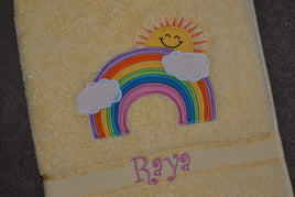 Sunny Rainbow Appliqued Bath Towel