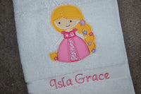 Long Hair Princess Appliqued Bath Towel