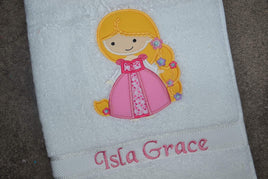 Long Hair Princess Appliqued Bath Towel