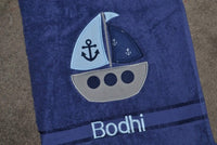 Sailboat Appliqued Bath Towel