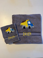 Dump Truck Appliqued Bath Towel